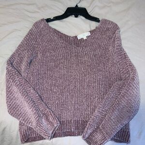 Pink Rose V-Neck Sweater in Soft Mauve